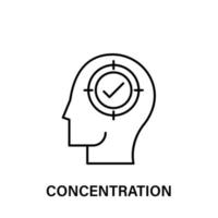 thinking, head, concentration, target, check vector icon illustration