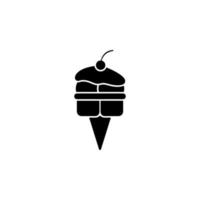 ice cream in a waffle horn vector icon illustration