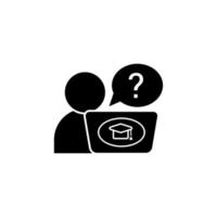 Laptop questions education vector icon illustration