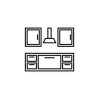 kitchen cabinets, fitting, interior vector icon illustration