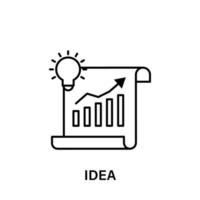 paper, bulb, chart, arrow, idea vector icon illustration