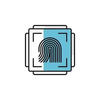 fingerprint, scan, cryptocurrency, secutiry vector icon illustration