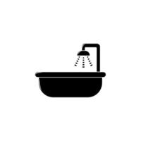 bañera con ducha vector icono ilustración