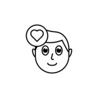 human face character mind in love vector icon illustration