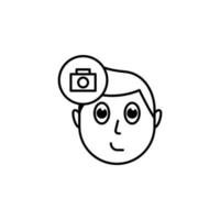 human face character mind in camera vector icon illustration