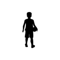 boy with ball silhouette vector icon