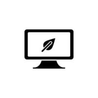 Ecology, computer, leaf vector icon illustration