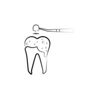 decayed tooth, dental vector icon illustration