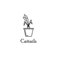 cattails in pot vector icon illustration