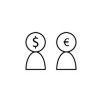 los usuarios dólar euro vector icono ilustración