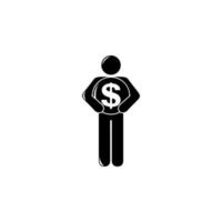 man holds a dollar coin vector icon illustration