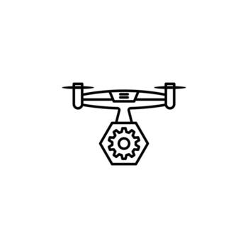 quadcopter, drone, settings gear vector icon illustration