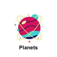 espacio, planetas color vector icono ilustración