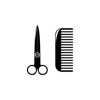 scissors and comb vector icon illustration