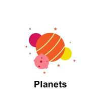 Space, planets color vector icon illustration