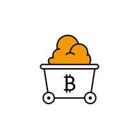 bitcoin, shovel, mining, cryptocurrency vector icon illustration