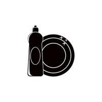 dishes and detergent vector icon illustration