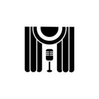 karaoke, cortina, micrófono vector icono ilustración
