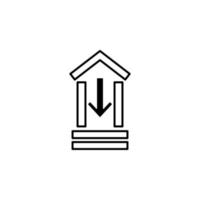 Bank down arrow vector icon illustration