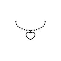 heart hanging of thin necklace vector icon illustration