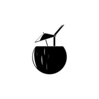 tropical cocktail in coconut vector icon illustration