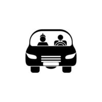 newlyweds in the car vector icon illustration