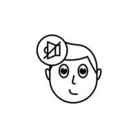 human face character mind in no sound vector icon illustration