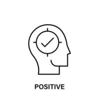 thinking, head, target, check, positive vector icon illustration