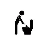 man is cleaning the toilet vector icon illustration