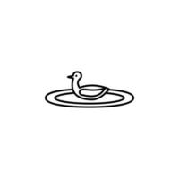 duck on the lake line vector icon illustration