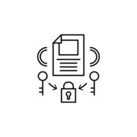 Document data locked vector icon illustration