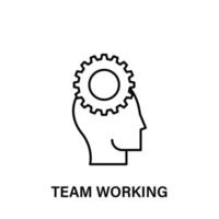 thinking, head, team working, gear vector icon illustration