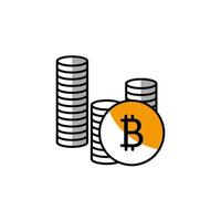 bitcoin, coin, cryptocurrency, currency vector icon illustration