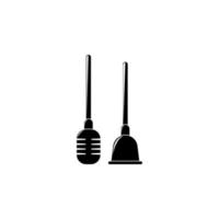 plunger and brush vector icon illustration