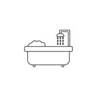bañera con ducha vector icono ilustración