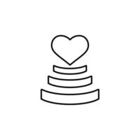 heart shaped 3 layered cake vector icon illustration