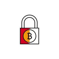 padlock, safe, lock, cryptocurrency, bitcoin vector icon illustration