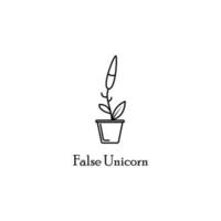 falso unicornio en maceta vector icono ilustración