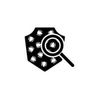 search for viruses in the shield vector icon illustration