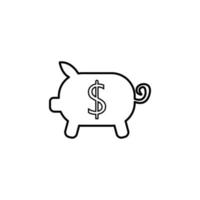 piggy bank line vector icon illustration