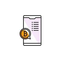 teléfono inteligente, criptomoneda, bitcoin, pago método vector icono ilustración