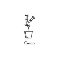 crocus in pot vector icon illustration