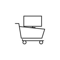 buy tv, basket vector icon illustration