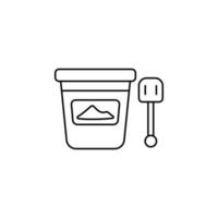 bucket and spatula line vector icon illustration