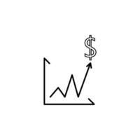 growth chart for the dollar line vector icon illustration