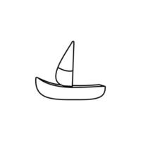 niños barco línea vector icono ilustración