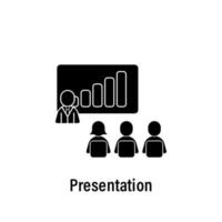 Team work, analysis, presentation, team, users vector icon illustration