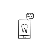 mobile, tooth, application vector icon illustration