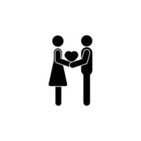 Couple holding hands and heart vector icon illustration