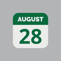 icono de fecha de calendario del 28 de agosto vector